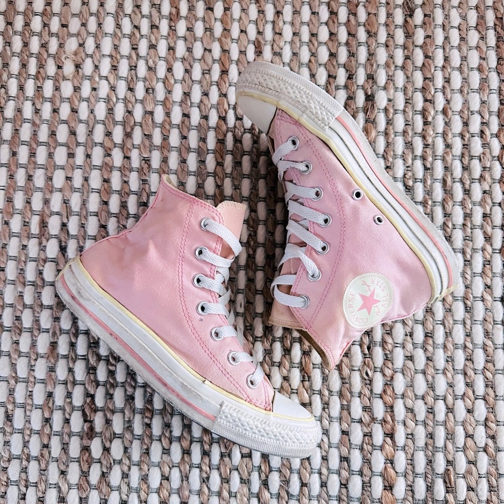 ☀️3/$20: Converse All Star High Top Pink and Yellow Sneakers Size 6.5 or 7